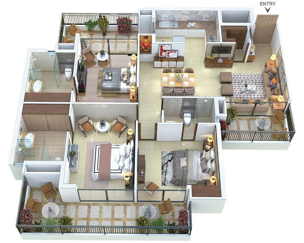 Emerald 3BHK Technical Blueprint