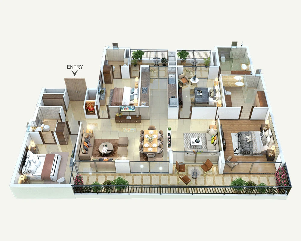 Sapphire 4BHK Technical Blueprint